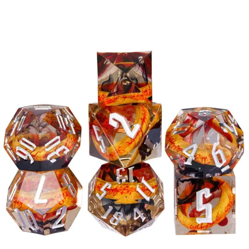 A Role Playing Dice Set - Amber Ring Dice
