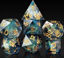 A Role Playing Dice Set - Dark Spectral ( Gold Font)