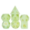 A Role Playing Dice Set - Glowing Gem Stone Dice With leather Hexagon Box