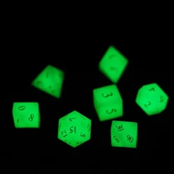 A Role Playing Dice Set - Glowing Gem Stone Dice With leather Hexagon Box