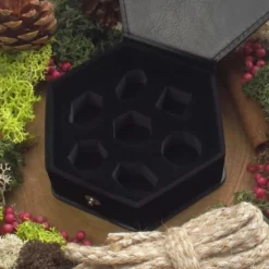 A Role Playing Dice Set - Glowing Gem Stone Dice With leather Hexagon Box