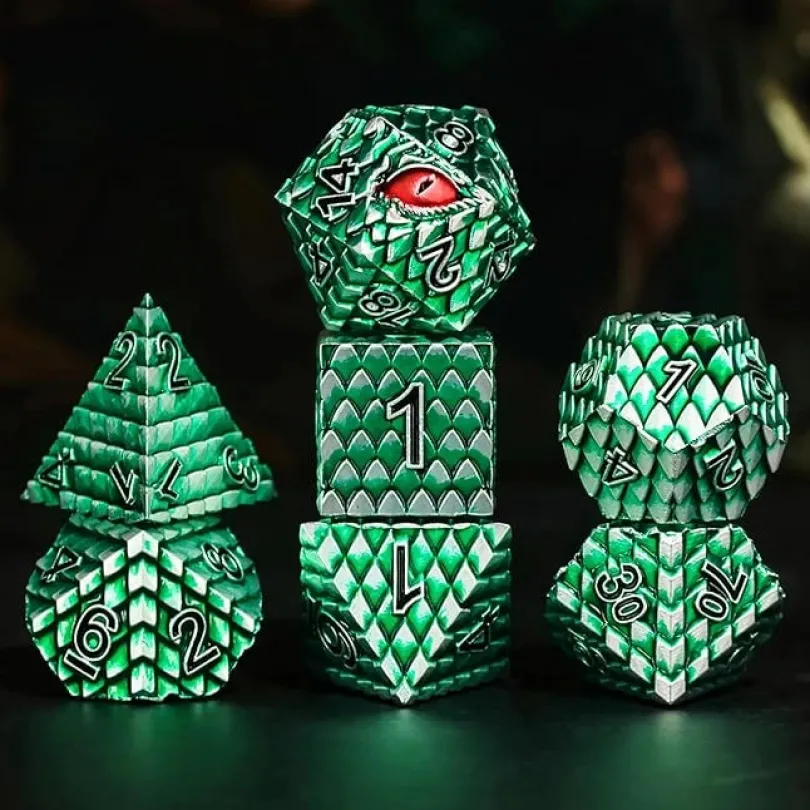 A Role Playing Dice Set: Metallic - Dragon Scale Green