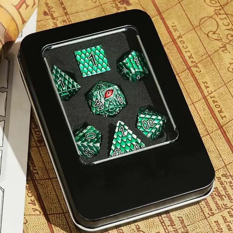 A Role Playing Dice Set: Metallic - Dragon Scale Green