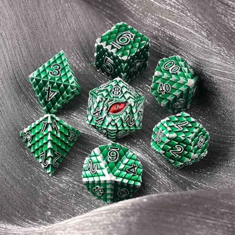 A Role Playing Dice Set: Metallic - Dragon Scale Green
