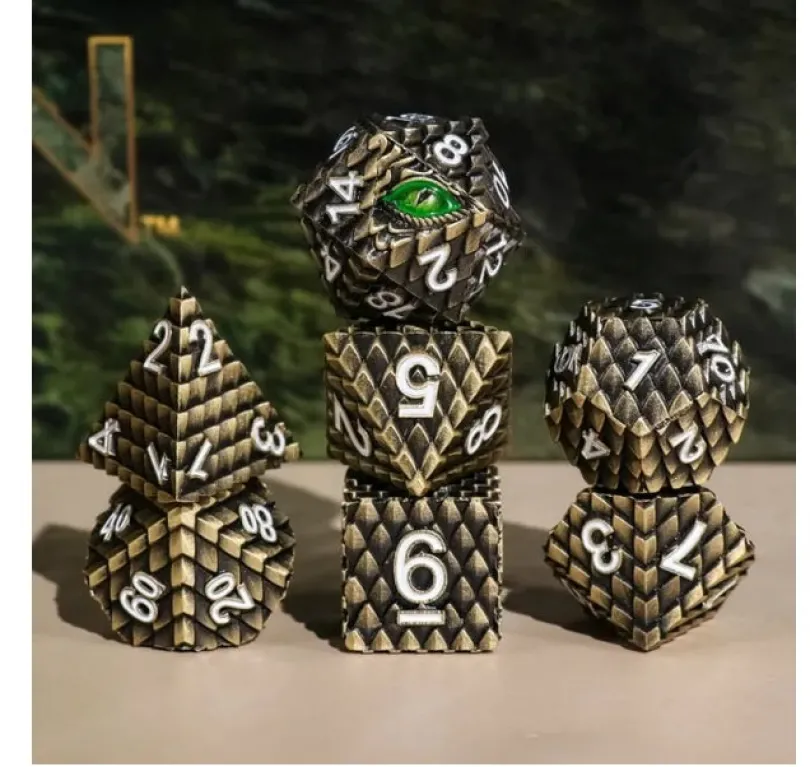 A Role Playing Dice Set Metallic - Dragon Scale Bronze