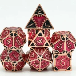 A Role Playing Dice Set Metallic - Steampunk Red/Black