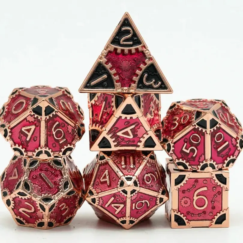 A Role Playing Dice Set Metallic - Steampunk Red/Black