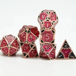 A Role Playing Dice Set Metallic - Steampunk Red/Black
