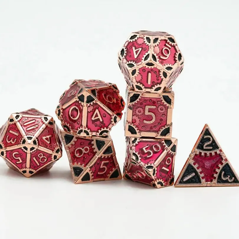 A Role Playing Dice Set Metallic - Steampunk Red/Black