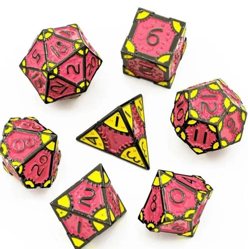 A Role Playing Dice Set Metallic - Steampunk Guld/Rosa