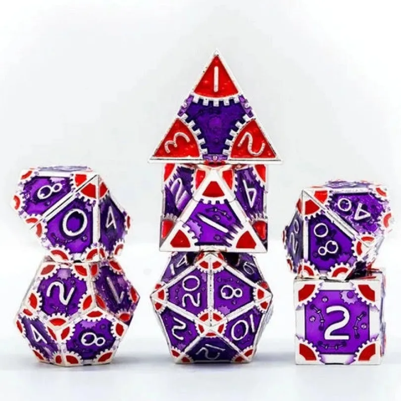 A Role Playing Dice Set Metallic - Steam Punk Lila/Röd