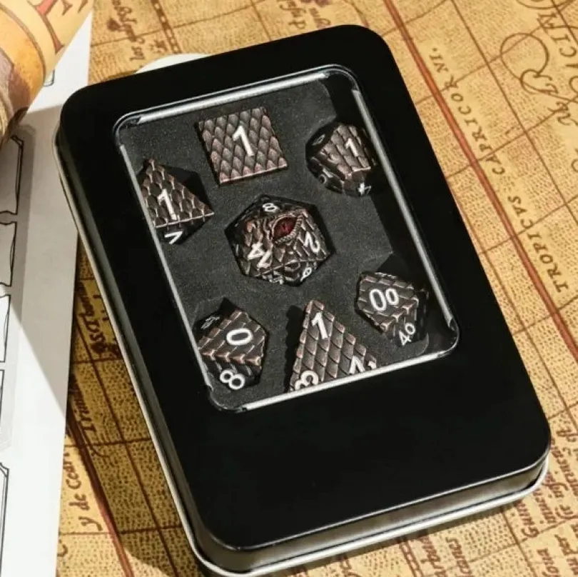 A Role Playing Dice Set Metallic - Dragon Scale Dark Brown