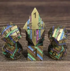 A Role Playing Dice Set Metallic - Gold Rainbow