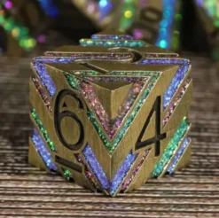 A Role Playing Dice Set Metallic - Gold Rainbow