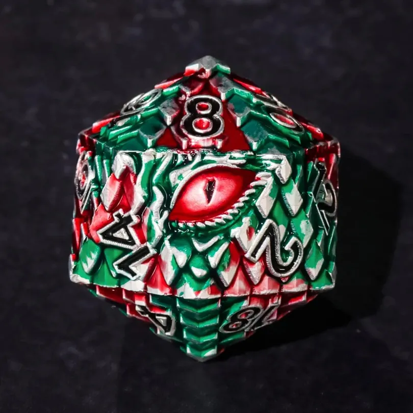 A Role Playing Dice Set Metallic - Dragon Scale Green/Red