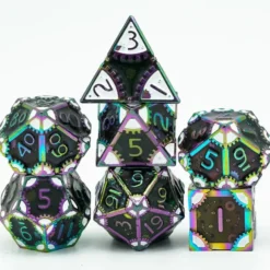 A Role Playing Dice Set Metallic - Steampunk Rainbow/White
