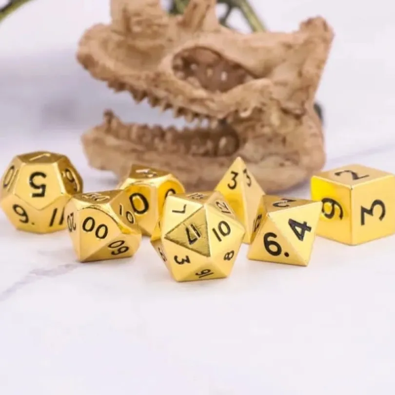 A Role Playing Dice Set Metallic - Mini Metall - Gold (storlek 10 mm)