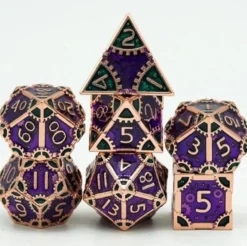 A Role Playing Dice Set Metallic - Steam Punk Lila/Grön