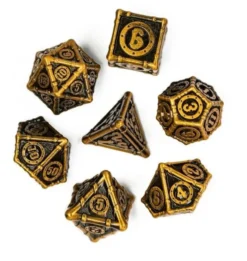 A Role Playing Dice Set Metallic - Steam Punk Gold