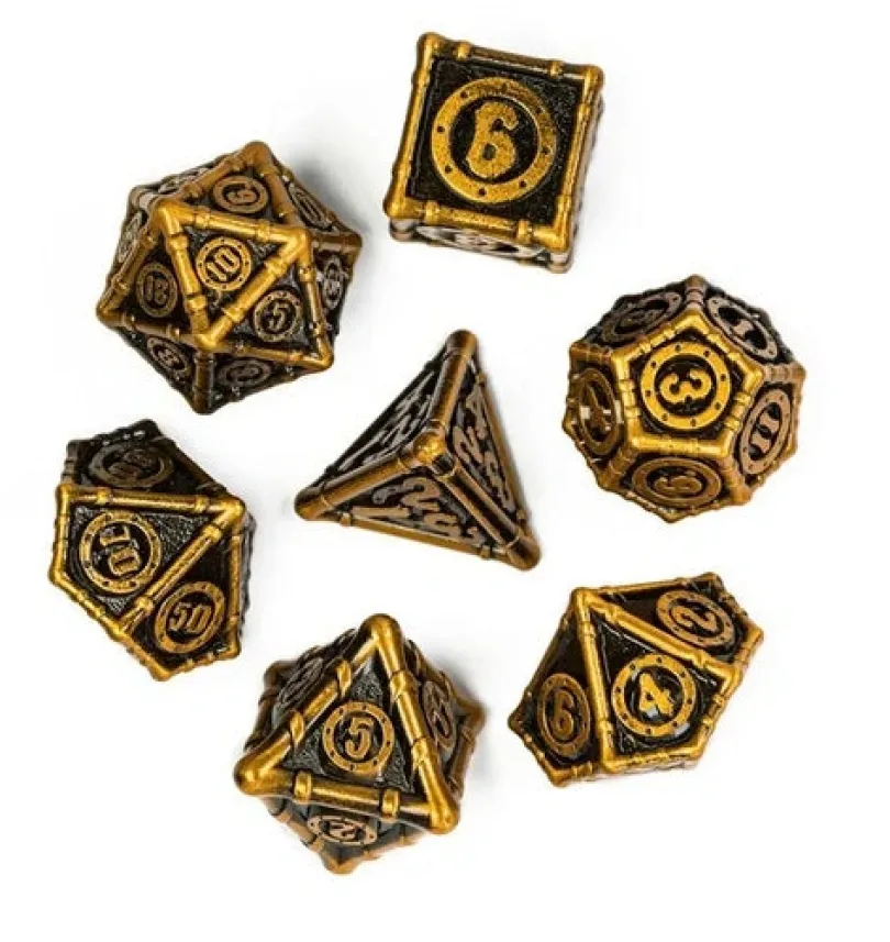 A Role Playing Dice Set Metallic - Steam Punk Gold
