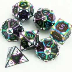 A Role Playing Dice Set Metallic - Steam Punk Rainbow/White
