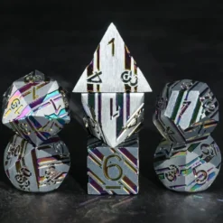 A Role Playing Dice Set Metallic - Silver Rainbow