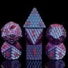 A Role Playing Dice Set Metallic Dragon Scale Blue Purple Shimmeringred Font