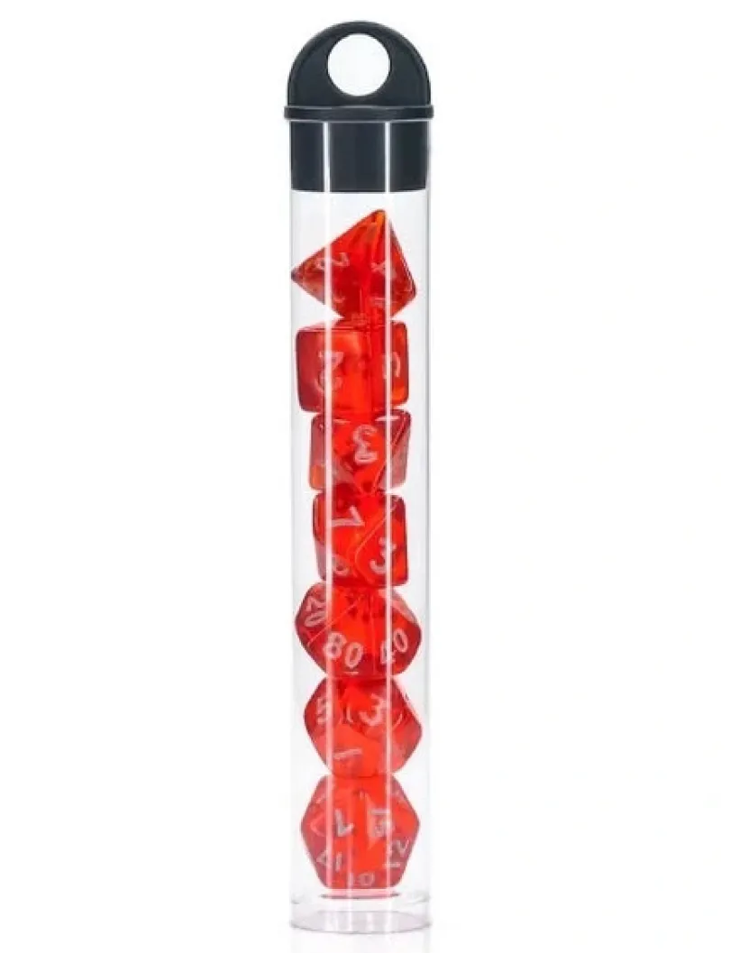 A Role Playing Dice Set Mini Transparent Red Storlek 10 Mm