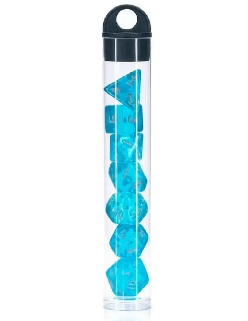 A Role Playing Dice Set - Mini -Transparant Blue (storlek 10 mm)