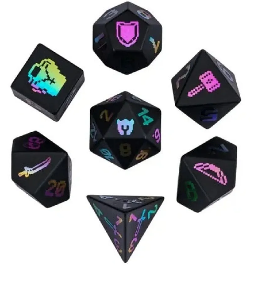 A Role Playing Dice Set - Obsidian Gemstone Dice
