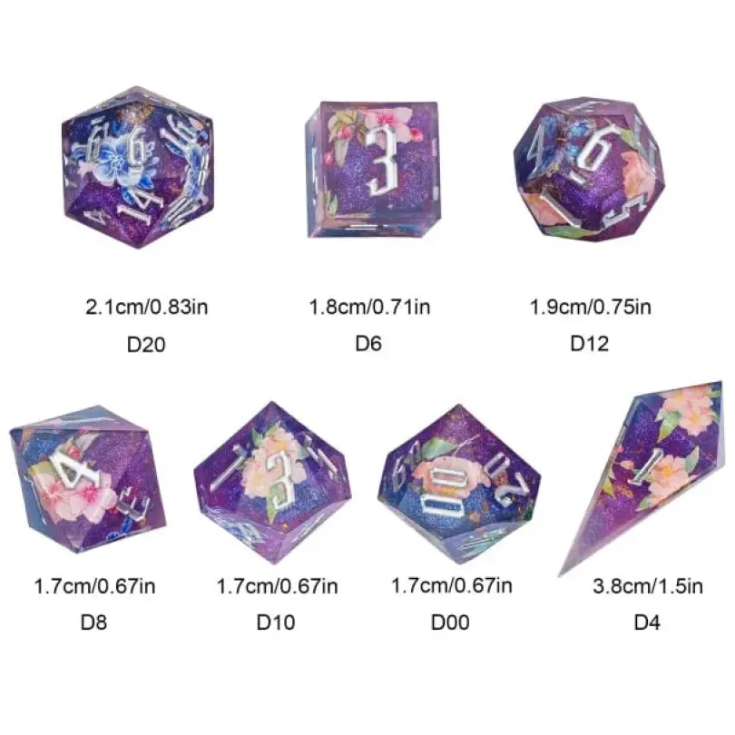 A Role Playing Dice Set - Purple Flower Dice