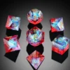 A Role Playing Dice Set - Red And Blue Spectral ( Gold Font)
