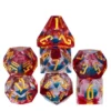 A Role Playing Dice Set - Red With Gold Font (Blue Liquid Core)