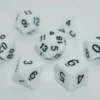 A Role Playing Dice Set: White with black numbers