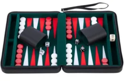 Backgammon 9'', black zipper, green/ red/ white