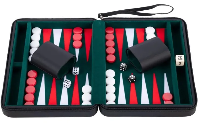 Backgammon 9'', black zipper, green/ red/ white