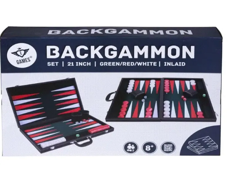 Backgammon 21 Gron Vit Och Rod