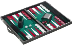 Backgammon Medium Green, imitation leather (1732)