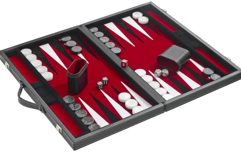 Backgammon Medium - Red imitation leather (1730)