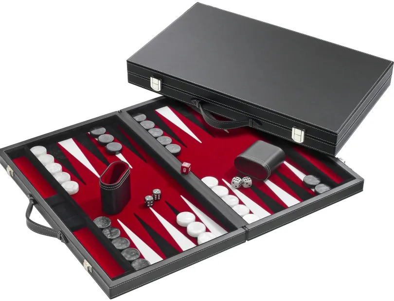 Backgammon Medium - Red imitation leather (1730)