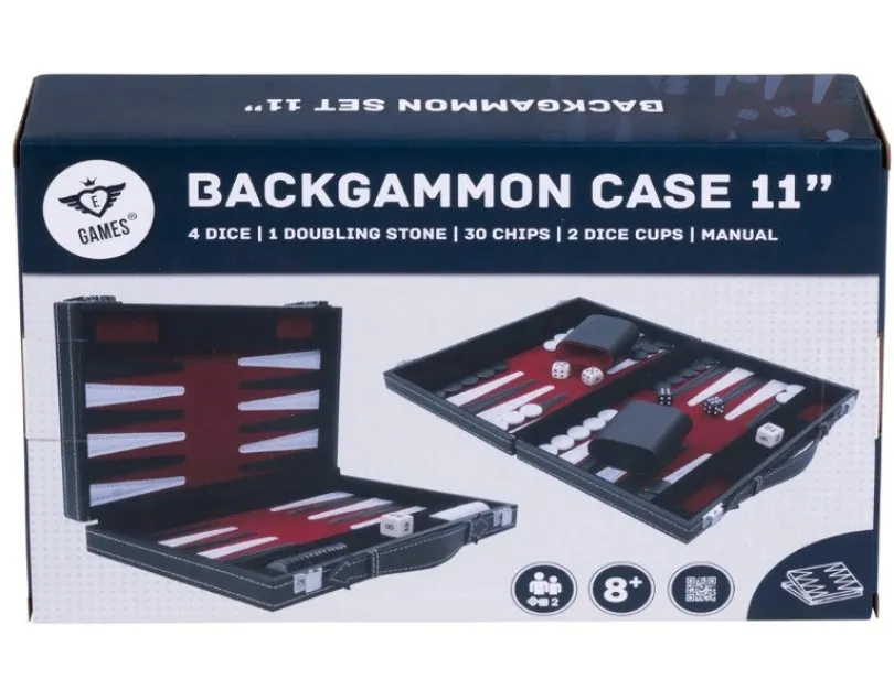 Backgammon 11 ", red/black/white stitched