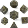 Bard Solid Metal RPG Dice Set Matt Black w/Gold (7)