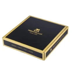 Black Natural Cork Chessboard 40cm Inlaid on wooden box with natural & ebonised chessmen Manopoulos