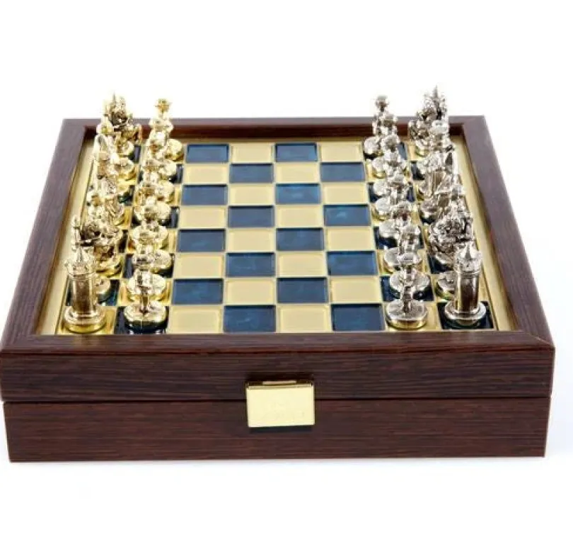 Byzantine Empire Metal Chess Set With 20cm Wooden Chessboard/Box Manopoulos