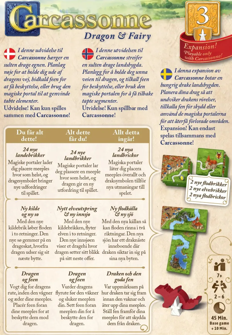 Carcassonne 3.0 - Expansion 3 Dragon & Fairy (sv)