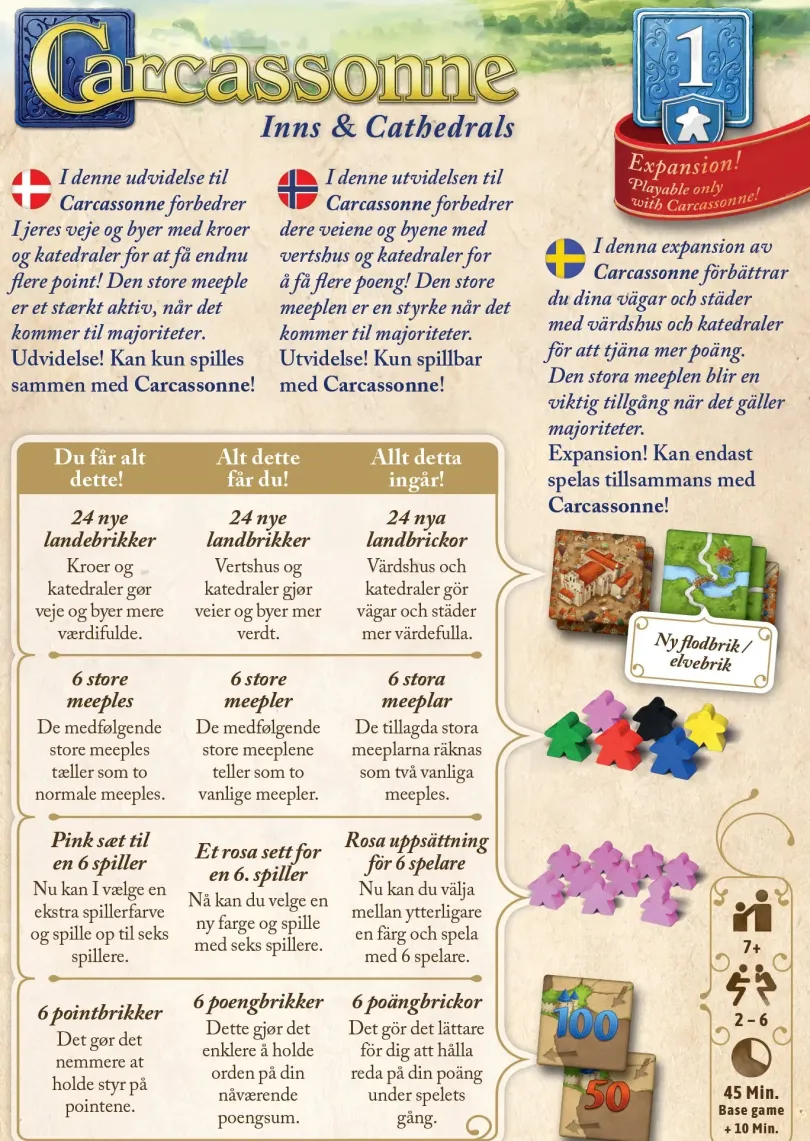 Carcassonne 3.0 - Expansion 1: Inns & Cathedrals (Sv)