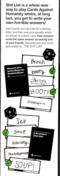 Cards Against Humanity Shit List Party Game