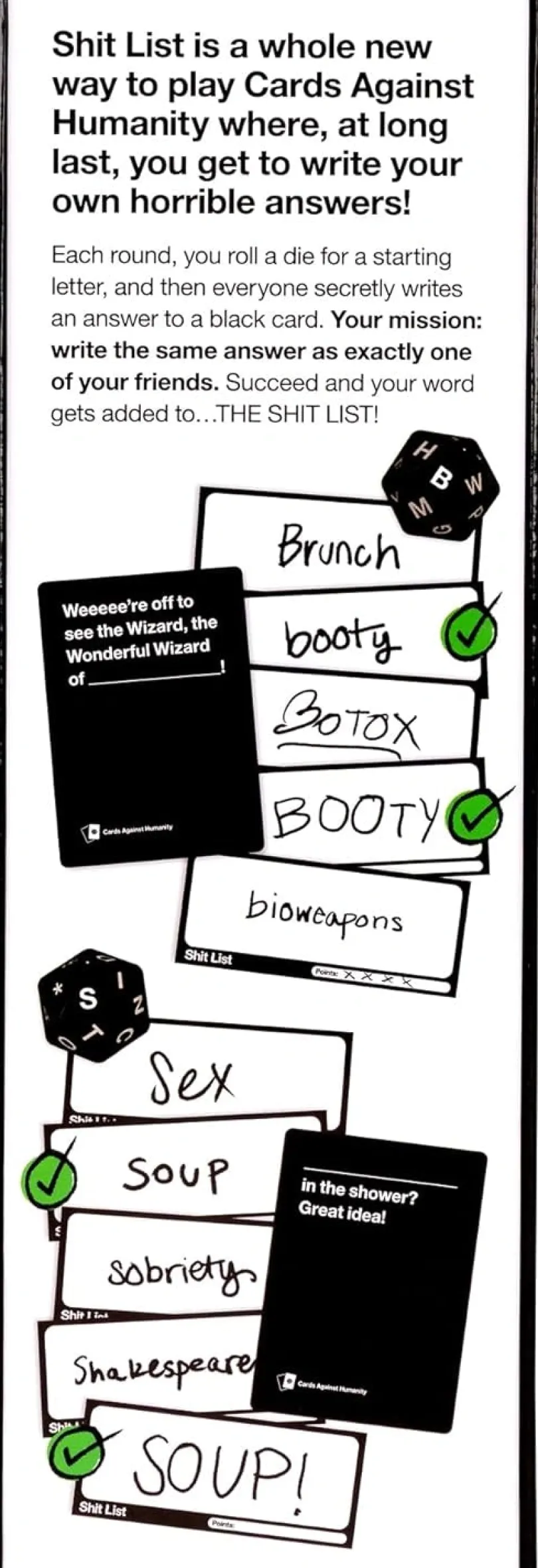 Cards Against Humanity Shit List Party Game