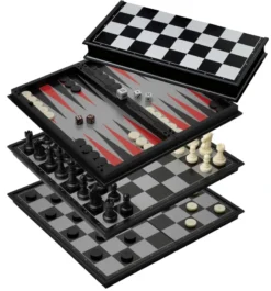 Chess Backgammon Checkers Set Field 37 Mm Magnetic 2506 Philos