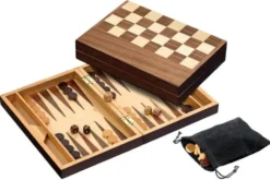 Chess Backgammon Checkers Set, field 32 mm, magnetic lock (2508)
